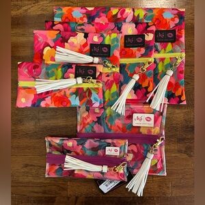 Makeup Junkie 4 Piece Set + 2 Clear Top Bags  - Meadow Magic Vogue Velvet